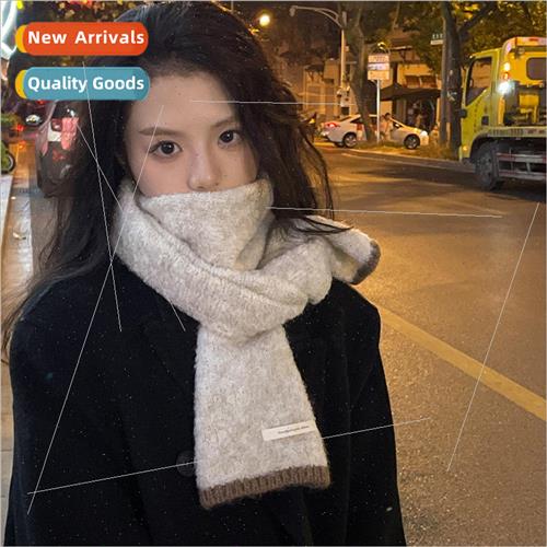 Scarf female 2023 new winter solid color wild thickened warm