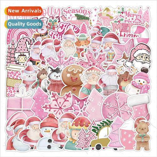 50 cute pink Christmas decoration stickers car cell phone co