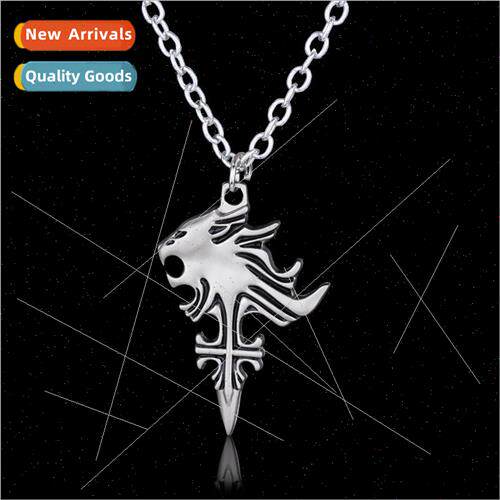Movie game  Final Fantasy wolf head crosshair necklace penda