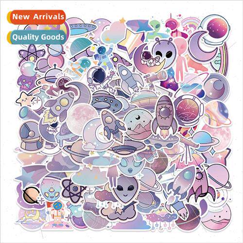 100 cartoon purple planet handbook stickers outer space rock