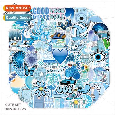 100 blue small fresh ins children stickers laptop helmet lug
