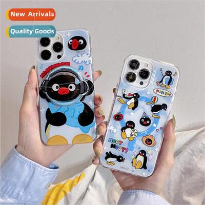 ins cute cartoon penguin iPhone 13 magnetic stand 15ProMax p