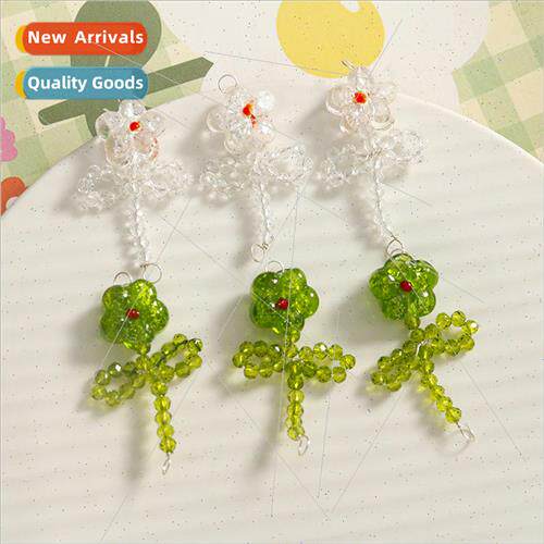 Spring and summer new hand-woven glazed flowers earrings diy
