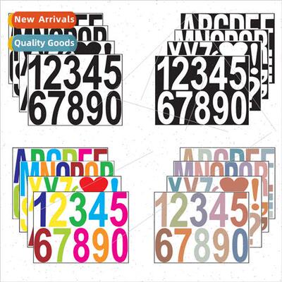 Alphanumeric hollowed out 4 inch vinyl PVC sticker label sti
