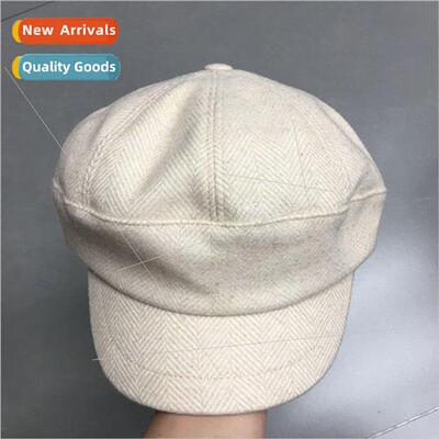 British retro wool tweed dome duck tongue hat Korean literat