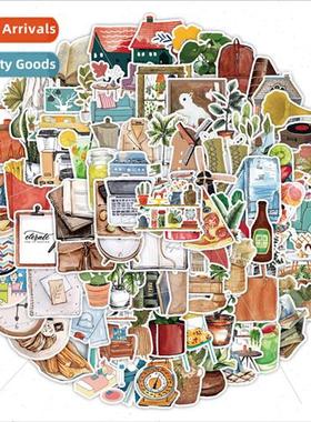 100 watercolor retro small objects stickers skateboard lugga