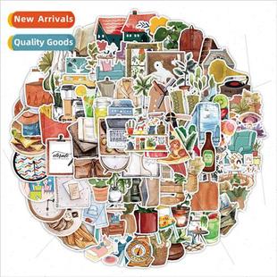 small retro objects stickers lugga 100 skateboard watercolor