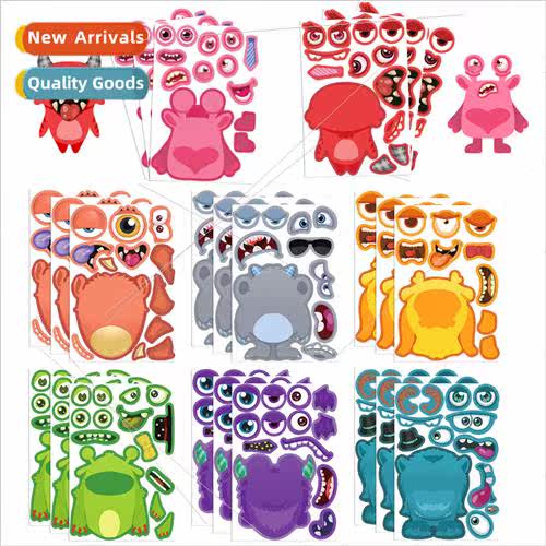 8 cartoon colorful little monster stickers DIY handbook smal