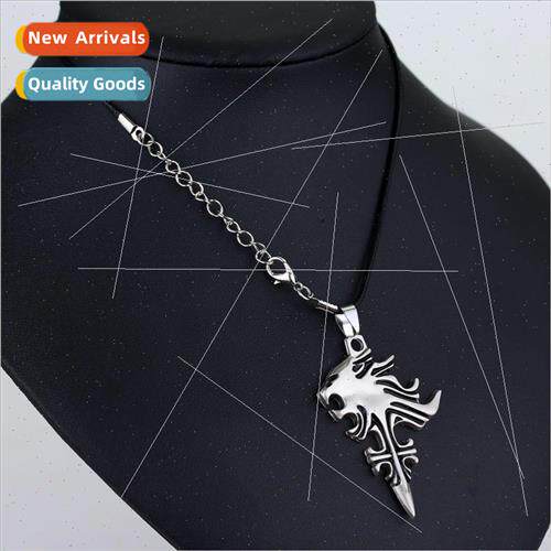 New Fantasy Cross Wolf Head Necklace Mens Wear Costume Decor