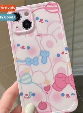 Cartoon Cute Bow Bunny 适用 14/13Pro Apple 11 Phone Case iPh