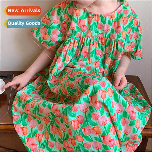 Childrens dress 2023 summer  girls Korean  of the loose bubb