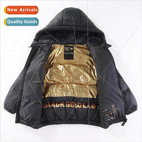 Childrens Black and Gold Hooded Down Cotton Jacket Coat 2023