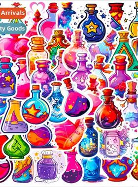 50 Magic Pill Bottle Stickers New Illusion Cartoon Apothecar