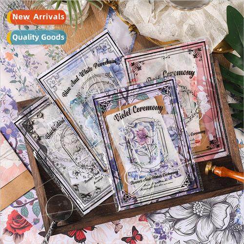 Flower gift note series hand-painted material package retro