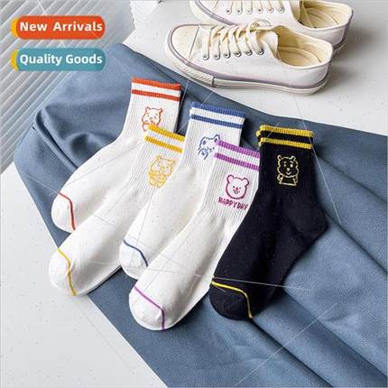 Cute bear print socks mid-calf student casual sports socks c