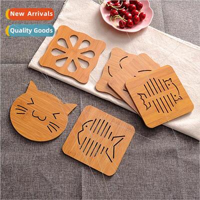 Wooden cartoon heat  mat dining table mat -slip pot mat crea