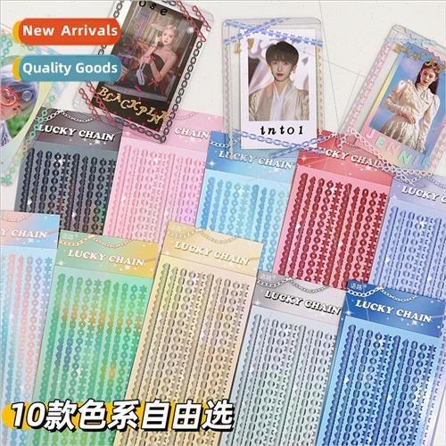 D36 Korea laser lucky lock chain coo card stickers bead chai