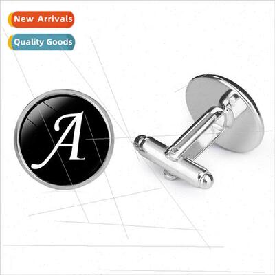 Jewelry A-Z Letter Time Gemstone French Cufflinks lver Mens