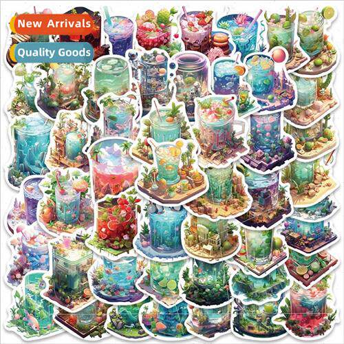 50 pcs of the world in a cup microcosm cartoon stickers lugg
