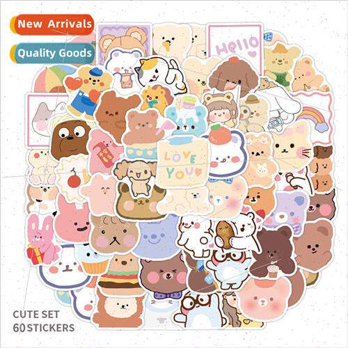 60 cute bear girl heart handbook stickers cell phone luggage