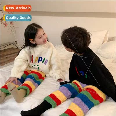 Childrens homewear 2023 winter  boys and girls letters rainb