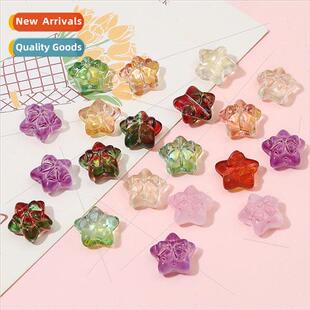 Cute stained glass pentagram bow beads loose beads diy handm