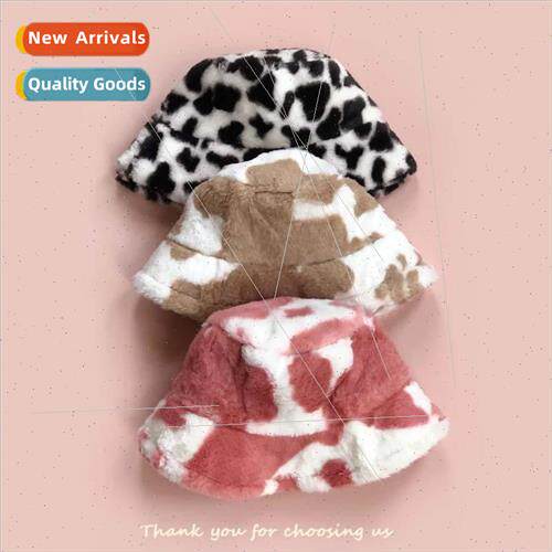 Cow pattern fisherman hat female Korean  of the ins plush wa