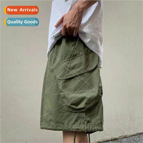Army green work pants mens summer sports casual shorts loose