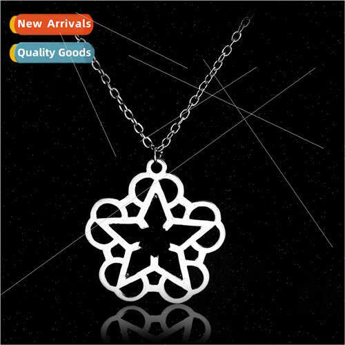 Popular fashion simple hollow alloy necklace pentagram plum