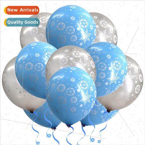 12 inch snowflake latex balloon cartoon printing blue and si