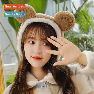 Cute bear brown pink earmuffs winter female cute students ve