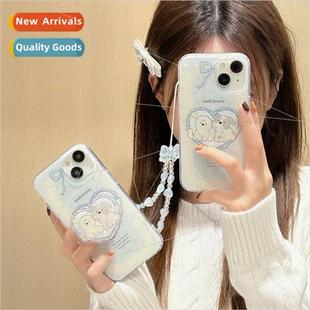 14P Apple bow 适用 15ProMax chain iPhone puppy love blue ins