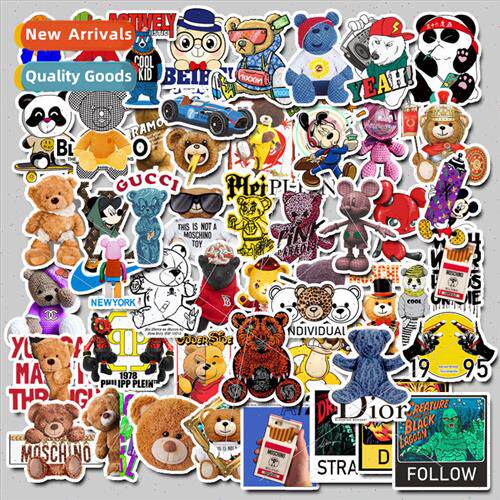 50 spoof bear luggage stickers laptop stickers do not leave