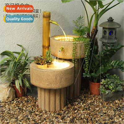 Japanese bamboo rustic zen flowing water ornaments living ro