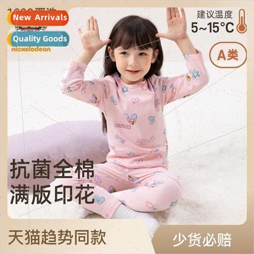 Girls underwear set class A cotton full print thermal underw图片