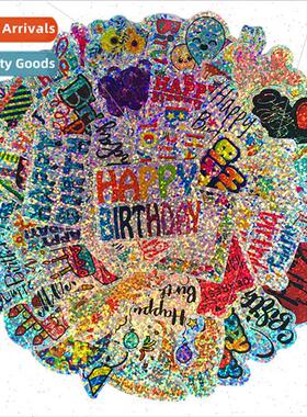 Laser Polka Dot Stickers 44 Pieces Happy Birthday Balloon Su