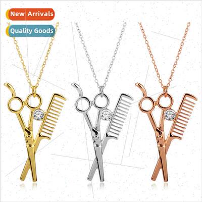Wash and Blow Scissors Comb Necklace Pendant Personalized Sw