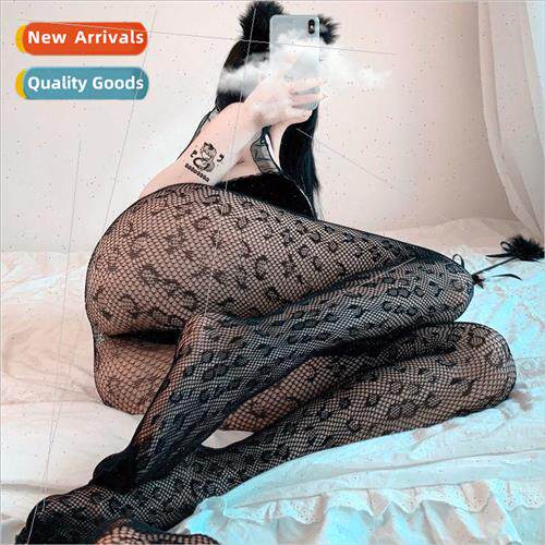 Leopard print pantyhose bow stockings sexy hollow bottoming