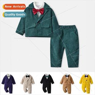 corduroy long sleeved Fall lapel children dress suit