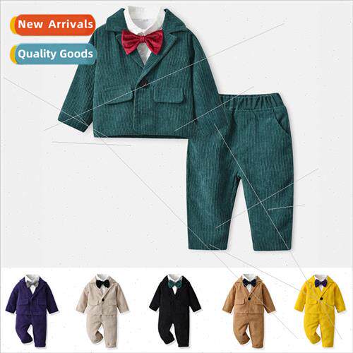 Fall suit children corduroy long-sleeved suit dress lapel lo
