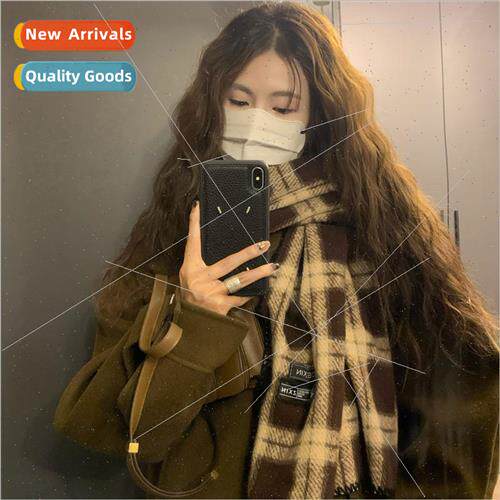 Retro plaid tassel scarf female winter 2023 new high-level s