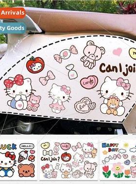 Cartoon cute Hello kitty cat motorcycle electric car sticker