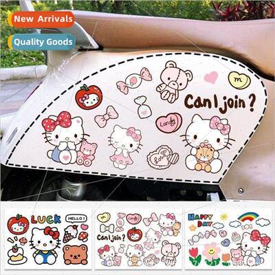 Cartoon cute Hello kitty cat motorcycle electric car sticker