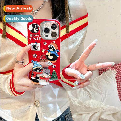 Cute cartoon winter snowman mole 适用 iPhone12/13 stand Appl