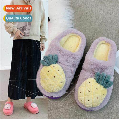 2021 new cotton slippers couple cartoon fruit stereoscopic p