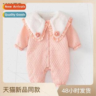 Baby onesie 23 fall and winter new padded and thickened fema