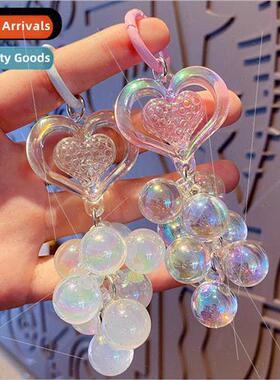 Japan and Korea creative acrylic heart beads keychain pendan