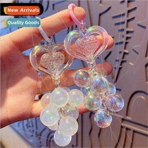 Japan and Korea creative acrylic heart beads keychain pendan