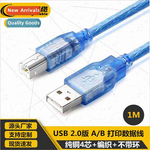1 Meter All Copper Transparent Blue USB Square Printer Cable