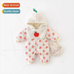 Newborn baby crawling clothes winter thickened one-piece cot